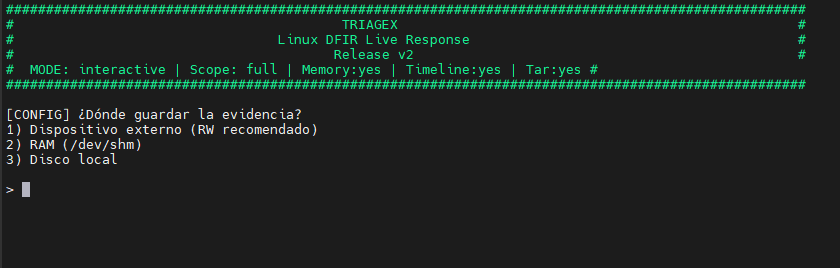 Captura de pantalla de PowerTriage Linux